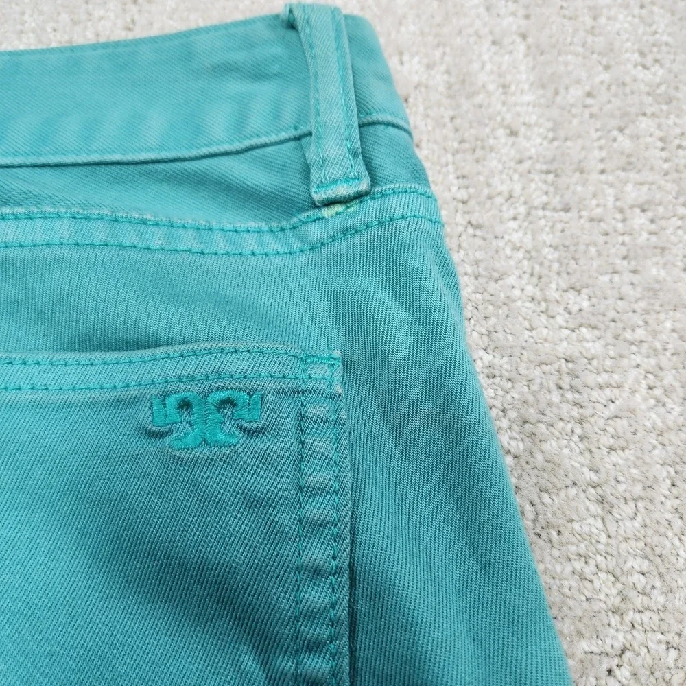 Tory‎ Burch Pants Women 27 Alexa Cropped Skinny Green Equestrian